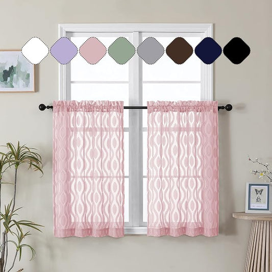 Aiyufeng Blush Pink Curtains Tiers 36 Inch Length 2 Panels Set, Airy by Aiyufeng