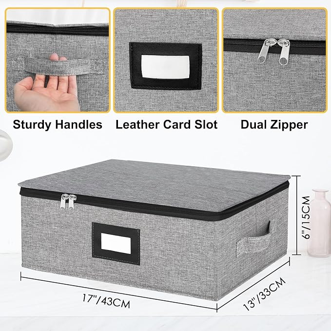Coffee Mug Storage Box with Dividers, Durable China Storage Containers - Image 4
