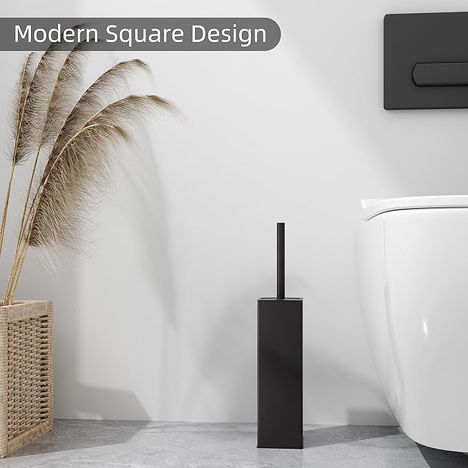 Square Toilet Brush with Holder, Stainless Steel Toilet Bowl Brush and Holder - Image 2