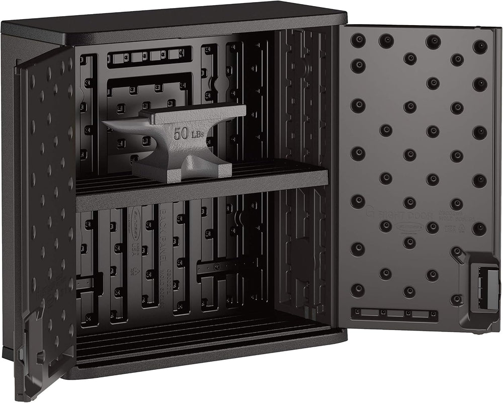 Suncast 4 Cu Ft. Commercial Heavy-Duty Resin Wall Cabinet, Lockable, Black