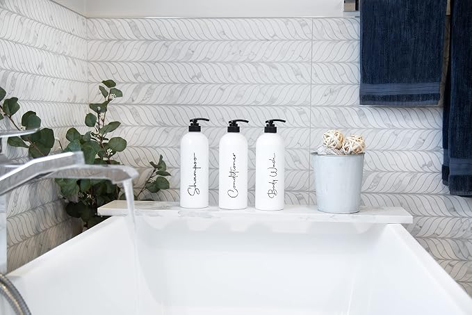 Alora 16oz Refillable Shampoo and Conditioner Dispenser Bottles - Image 4