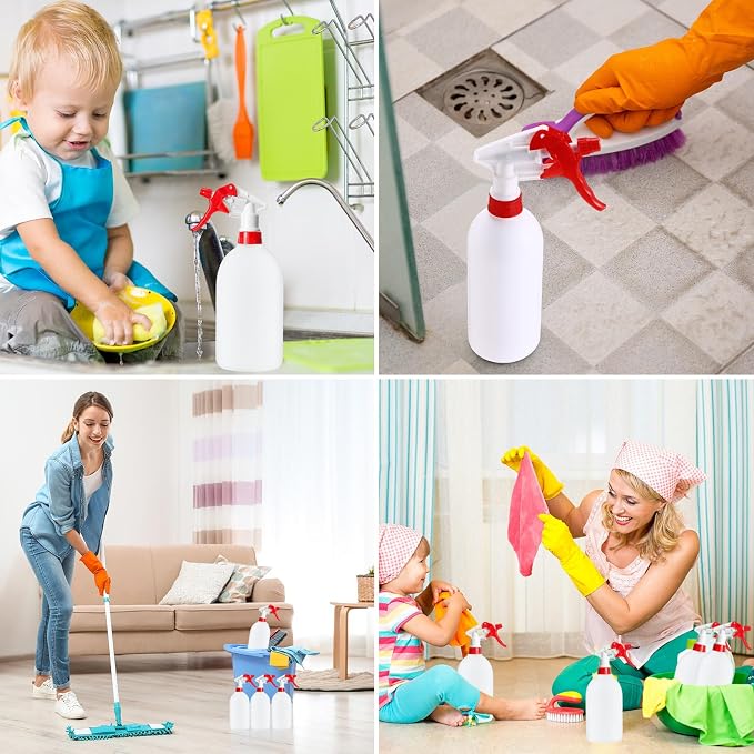 Eccliy 12 Pcs 16 Oz Plastic Spray Bottle, Adjustable Empty Reusable Sprayer - Image 5