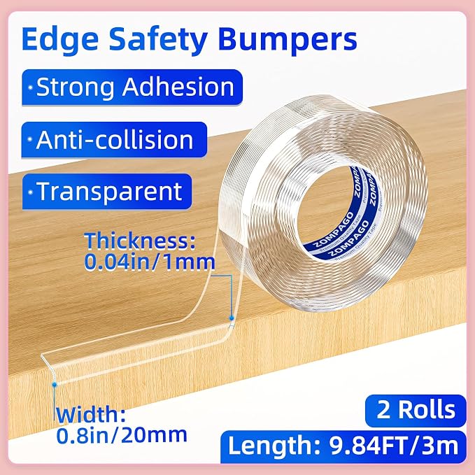 Clear Soft Corner Protectors for Furniture Strip, 0.8in x9.84FT, 2 Roll - Image 2