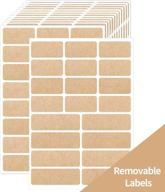 Kraft Label Stickers Removable Writable Gift Labels, Self-Adhesive Brown Labels by STARLIBOO