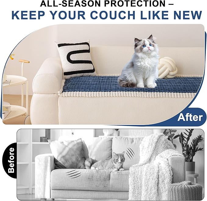 OTOB All Seasons Sofa Covers for 3 Cushion Couch Washable, Fuzzy Non Slip Kids - Image 3