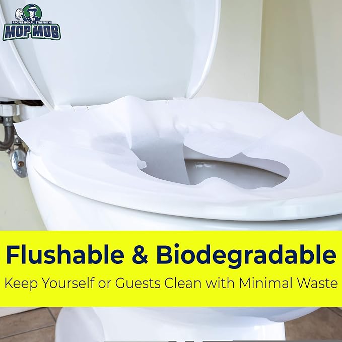 Biodegradable Half-Fold Toilet Seat Covers 250Pk. Self-Flushing, Disposable - Image 4