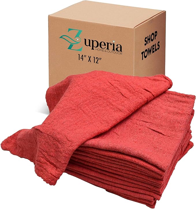 ZUPERIA Cotton Shop Towel – Multipurpose Cleaning Cloths Reusable Shop Rags by Zuperia