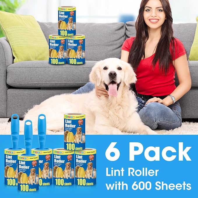 AZEN Lint Roller, Lint Rollers for Pet Hair Extra Sticky, 600 Sheets Lint Roller - Image 7