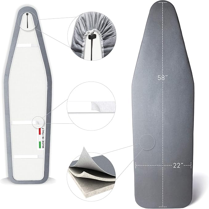 TIVIT Ironing Board Cover 22 x 58, Made in Italy. Pro Grip Pad Covers w/3 - Image 9