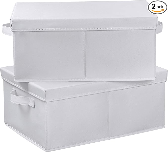HOONEX Storage Bins with Lids for Organizing, Storage Boxes with 2 Carrying by HOONEX