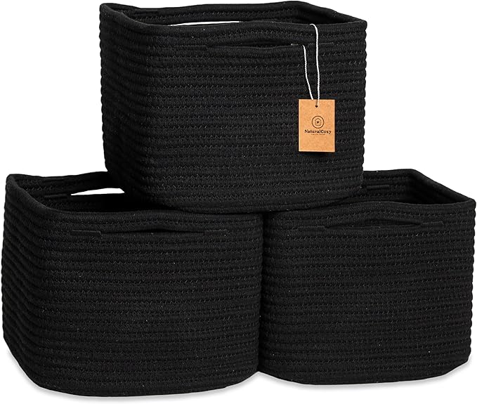 NaturalCozy Storage Cubes 9”x9”x7”Cotton Rope Woven Baskets by NaturalCozy