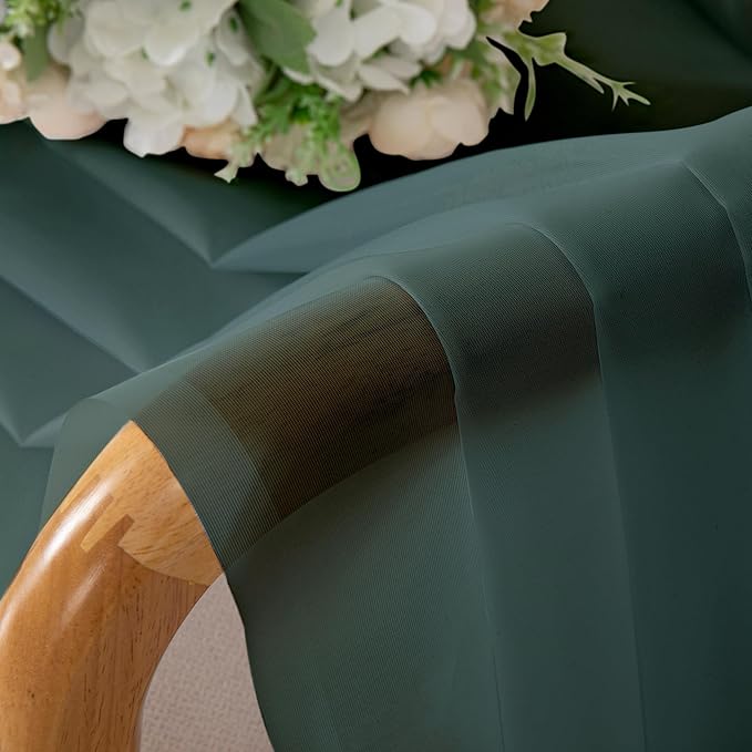 Chyhomenyc Sheer Hunter Green Curtains 90 inches Long 2 Panels, Light Filtering - Image 3