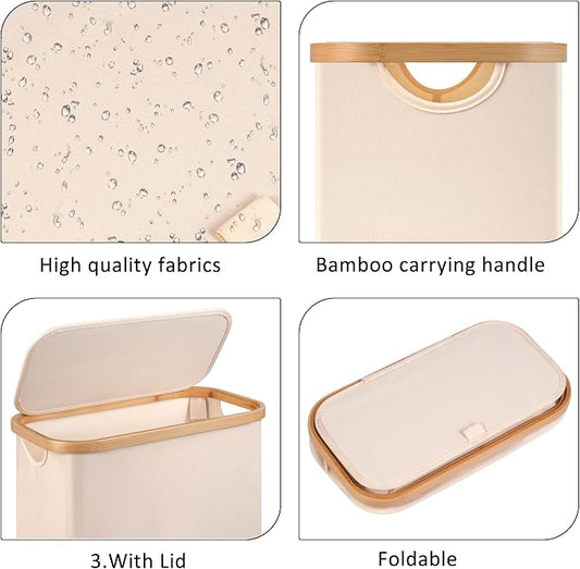 Slim Laundry Basket with Wheels, Narrow Hampers - Image 2