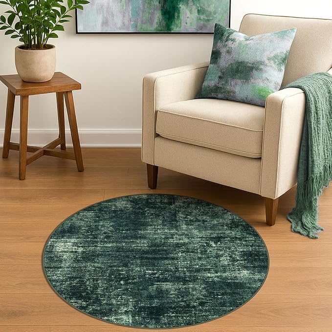 IOHOUZE Round Area Rug 3 Ft Circle Entryway Rugs Round Washable Door Mat Indoor - Image 2