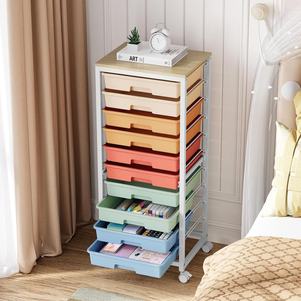 SYKIARIOL 10 Drawer Rolling Cart,Rainbow