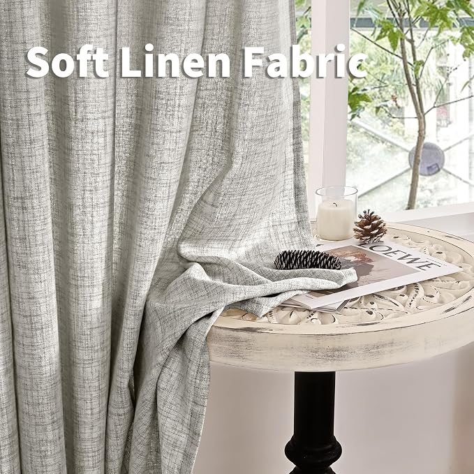 YoungsTex Dark Grey Linen Curtains 45 Inch Length - Image 8