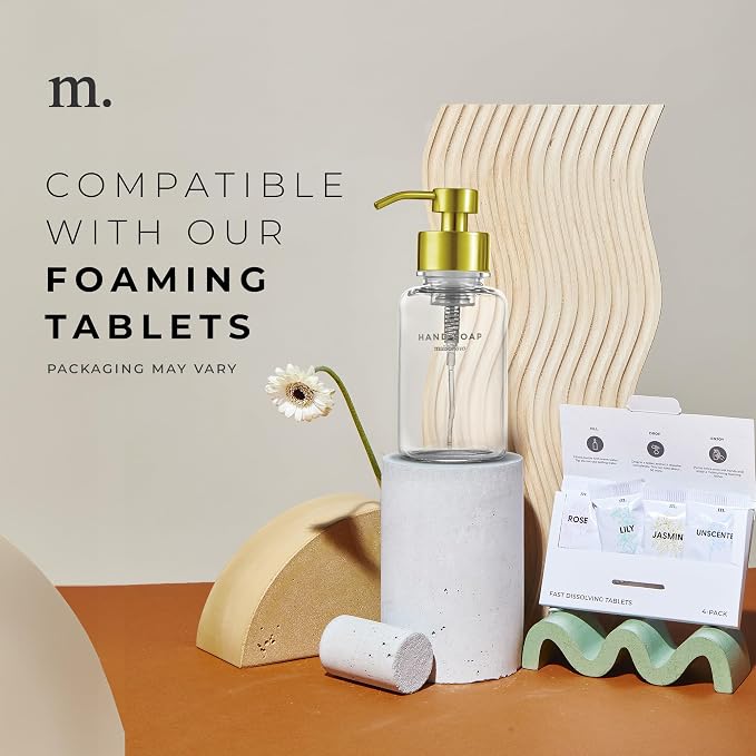 MaisoNovo Glass Foaming Hand Soap Dispenser 14 Oz | Gold Foaming Soap Dispenser - Image 2