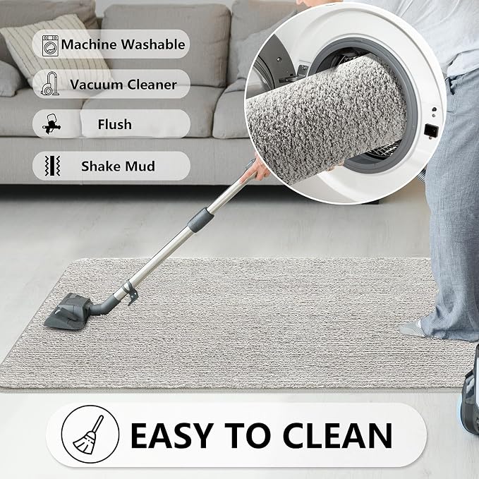 REFETONE Indoor Doormat, Front Door Mat 32"x40" Absorbent Rubber Backing Non - Image 6