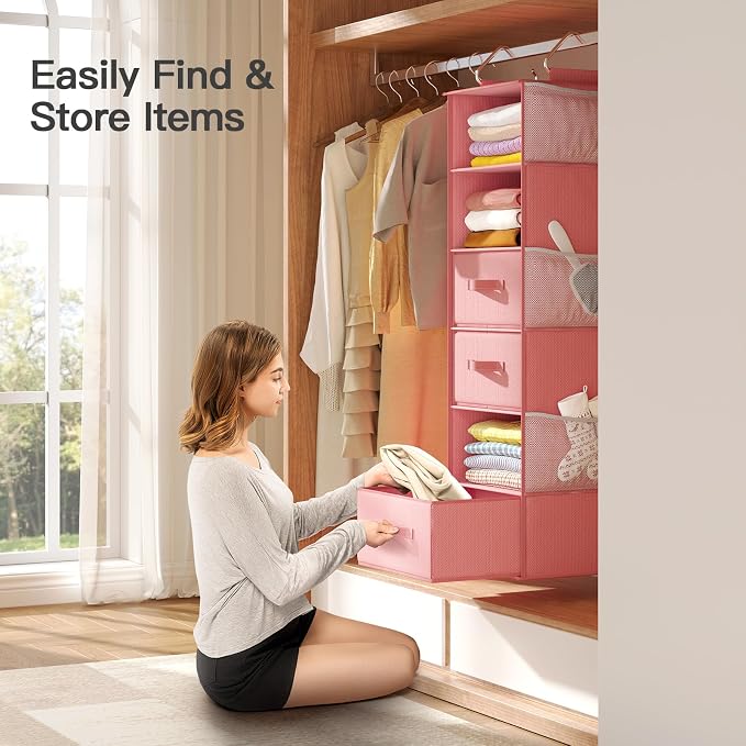 Pipishell Hanging Closet Organizer 6-Shelf, Hanging Shelves - Image 5