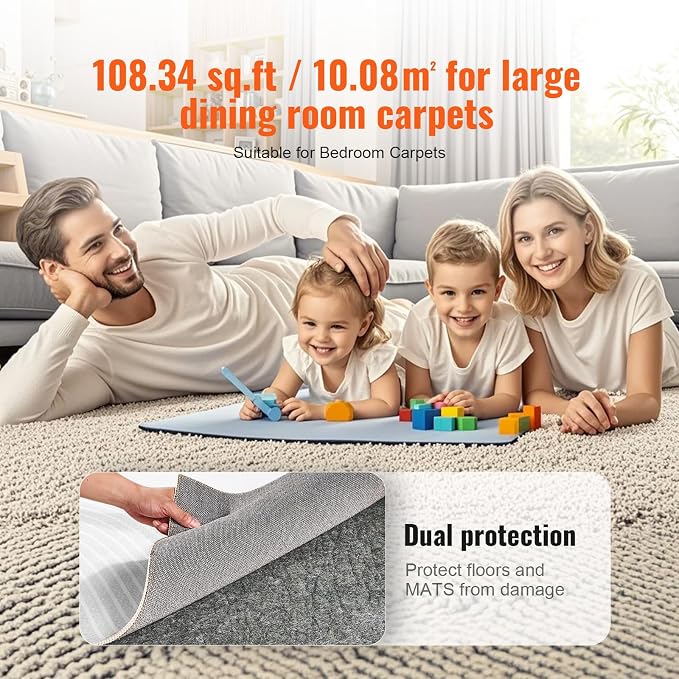 VEVOR Rug Pad Without Slip Resistance, Protective Cushioning Carpet Pad 9' x 12' - Image 6