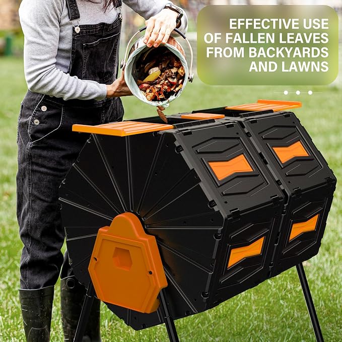 Compost Bin Outdoor, 45 Gallon / 170L Composter Tumbler, 360° Rotating Compost - Image 2