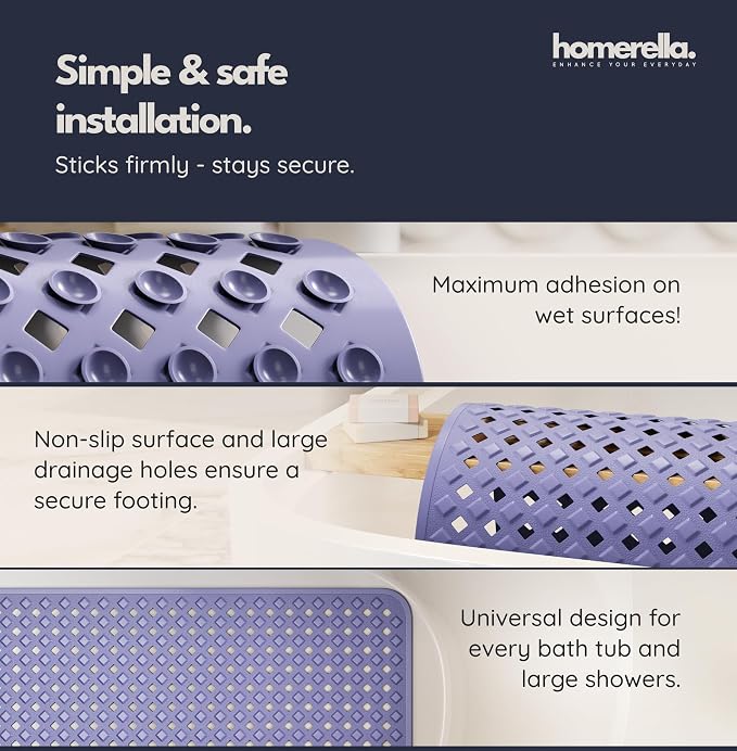 homerella® Bathtub Mat Non Slip 35x16, Incl. Hooks - Image 4