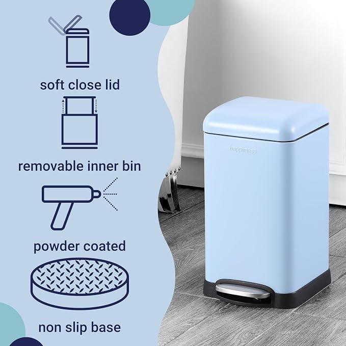 happimess HPM1012H Betty Retro Mini 3.2-Gallon Step-Open Trash Can, Fingerprint - Image 3