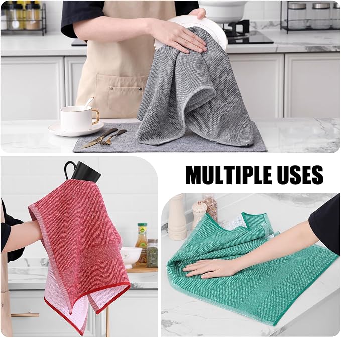 Homaxy Premium Kitchen Towels, Large Cotton Kitchen Hand Towels, Flat and Terry - Image 4