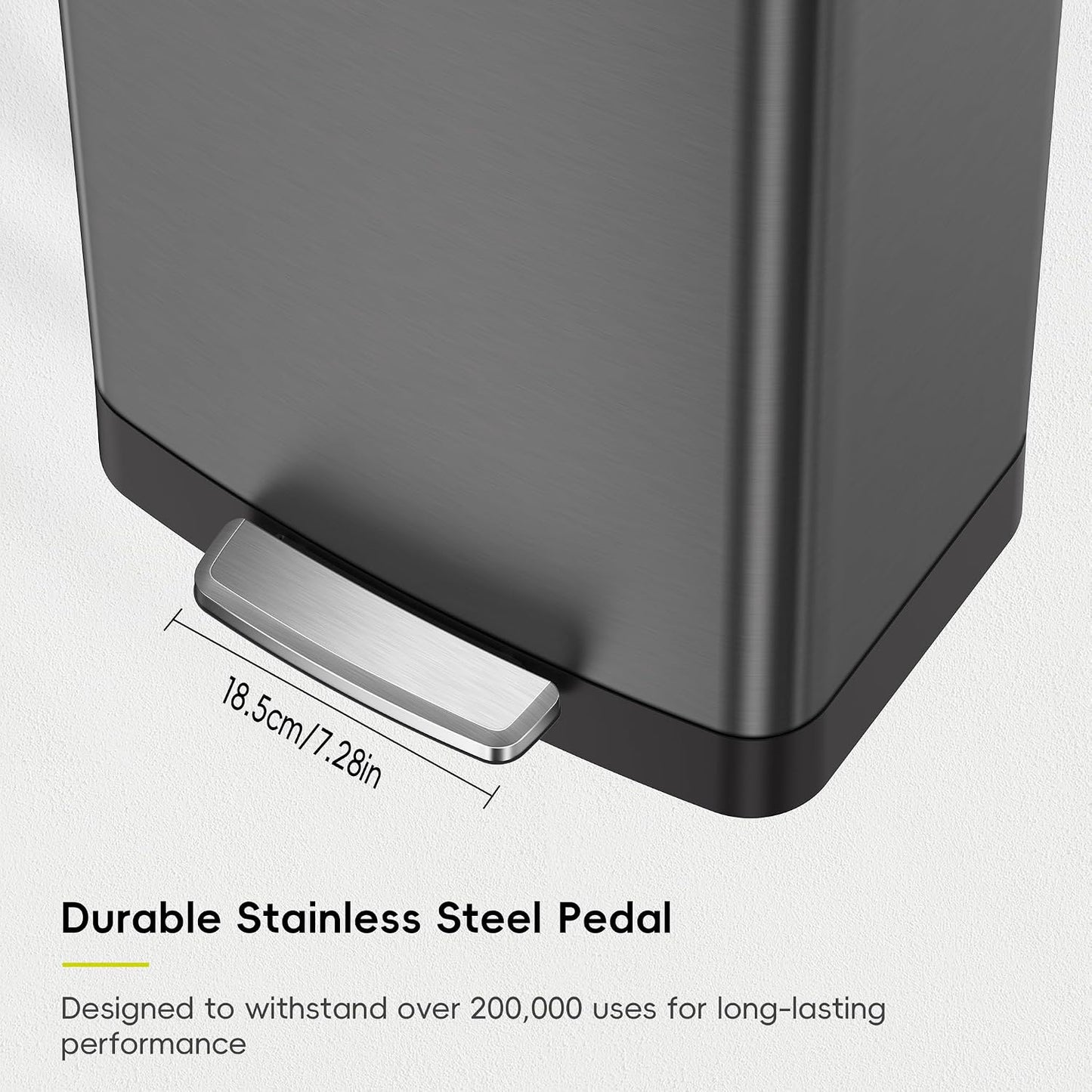 EKO Hudson Stainless Steel 75 Liter/20 Gallon Large Kitchen Trash Can, Tall Step Garbage Can with Rear Bag Storage Compartment, Gunmetal