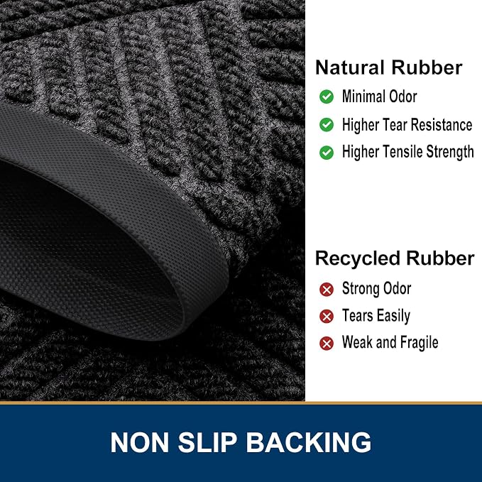 Smiry Front Door Mat Outside Entrance, Heavy Duty Outdoor Indoor Natural Rubber - Image 5