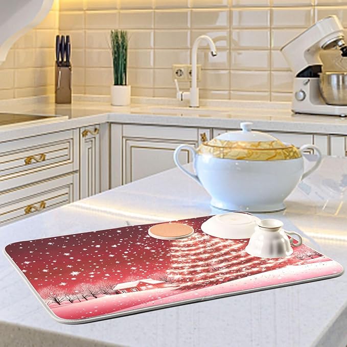 Christmas Tree Red Dish Drying Mat - Image 6