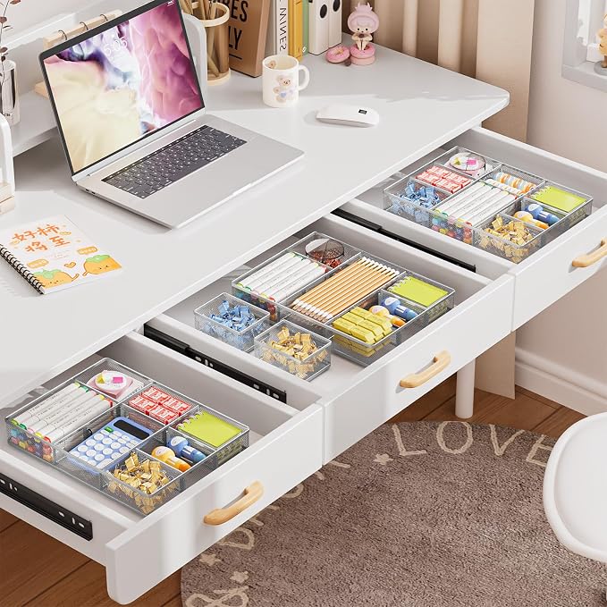 Marbrasse 3 Packs Desk Drawer Organizers, Metal Mesh Dividers - Image 5
