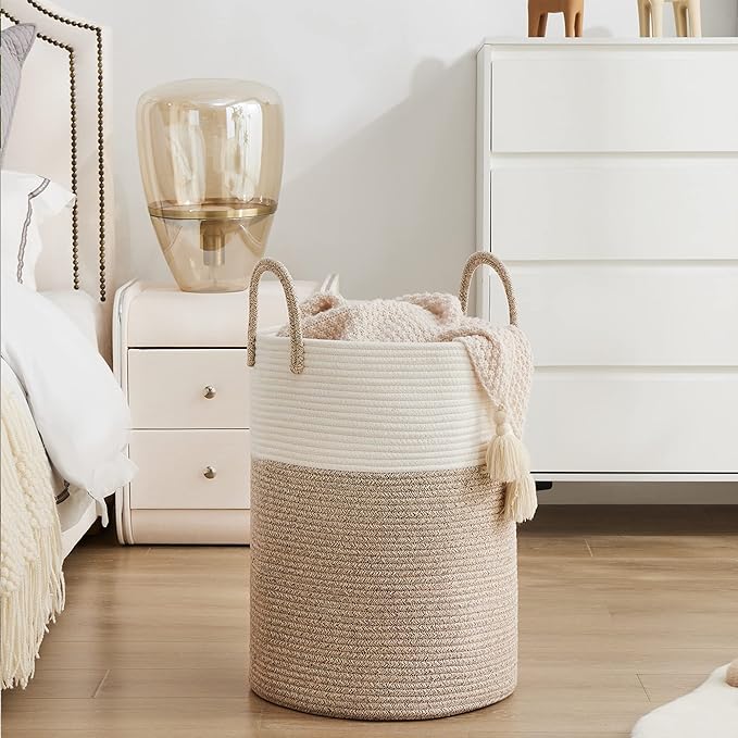 YOUDENOVA Woven Rope Laundry Hamper Basket, 58L Tall Laundry Basket, Baby - Image 5