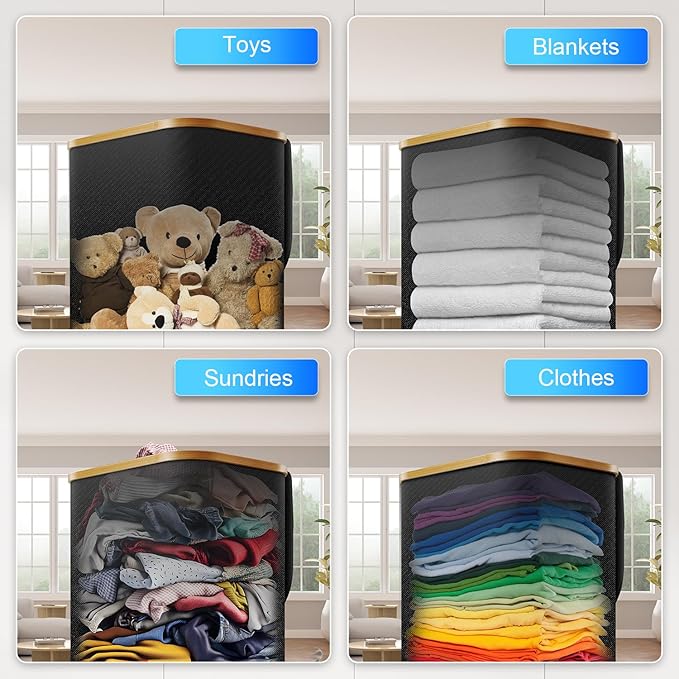 Laundry Hamper with Wheels, 20 Gal Laundry Basket with lid Rolling Clothes - Image 8