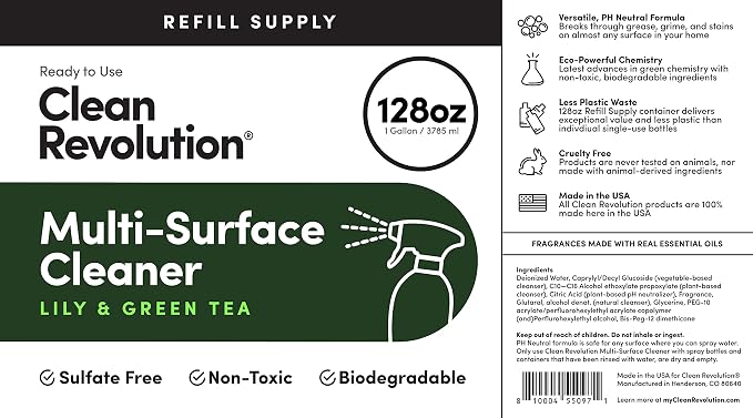 Clean Revolution Multi Surface Cleaner Refill Supply, Eco-Friendly & Plant-Based - Image 4
