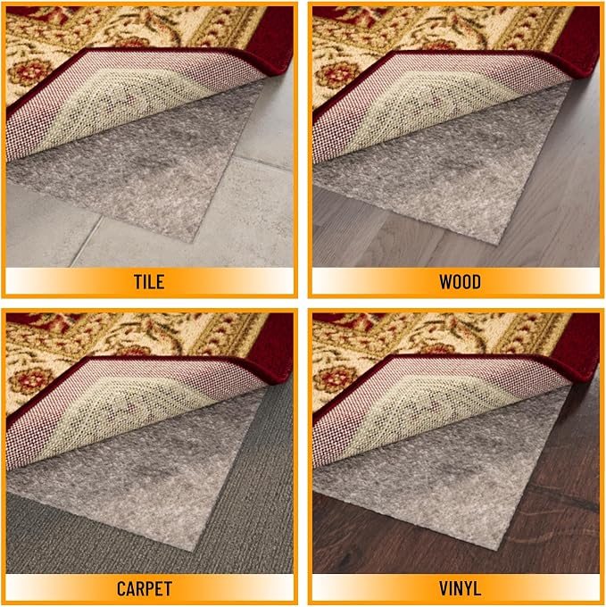Ottomanson 8' x 9' Non-Slip Rug Pad Gripper 1/4 Inch Thick Dual Surface Felt + - Image 4