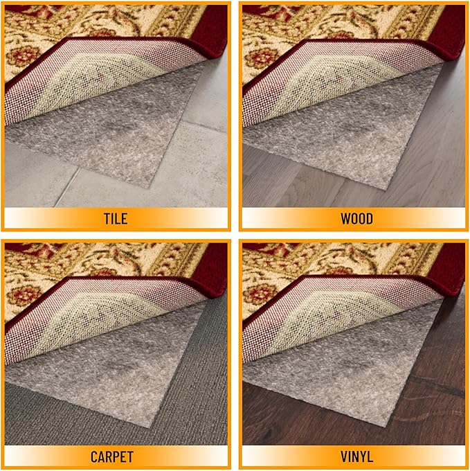 Ottomanson 3' x 12' Non-Slip Rug Pad Gripper 1/4 Inch Thick Dual Surface Felt + - Image 4