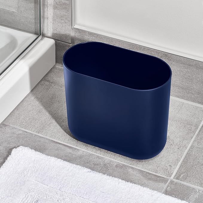 iDesign Small Oval Plastic Bathroom Trash Can - Image 3