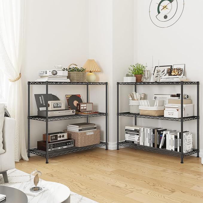 3- Shelf Metal Shelving Unit 35.6Wx14Dx36H Adjustable Storage Shelves Heavy - Image 7