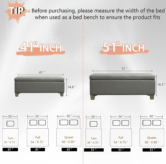 51 Inch Faux Leather Ottoman - Image 3