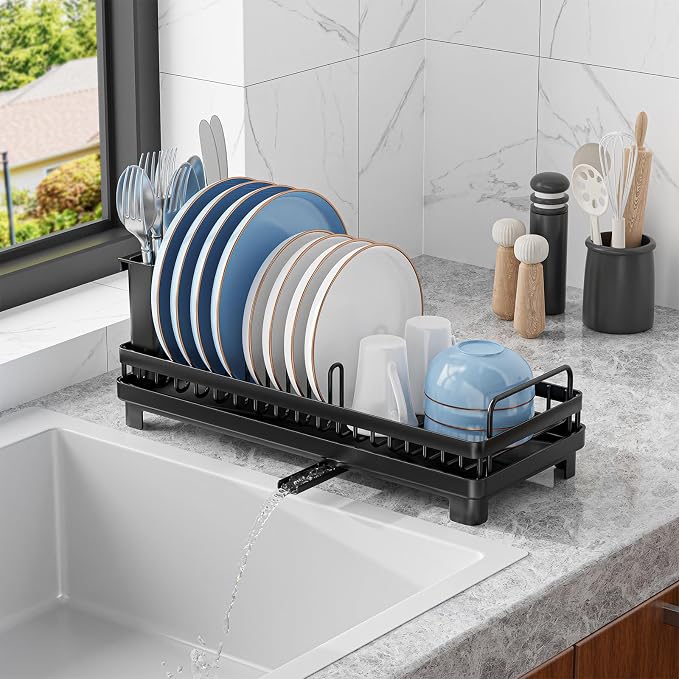 Small Dish Drying Rack, Compact Sink Dish Drainer Plate Rack Organizer by CHLORYARD