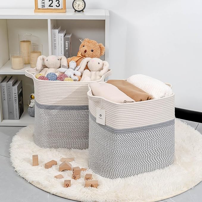 Storage Baskets for Clothes Fabric Cotton Rope Storage Basket - Image 5