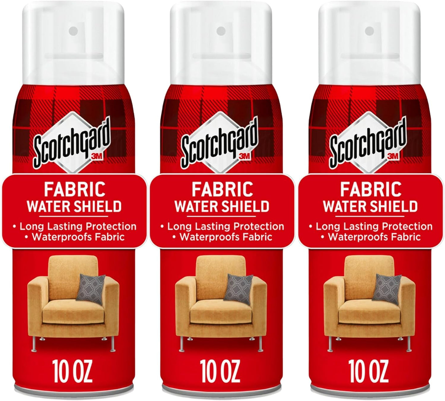 Scotchgard Fabric & Upholstery Protector, 3-Pack (10 oz Cans) – Repels Liquids & Blocks Stains – Long-Lasting Fabric Shield for Furniture, Clothing, and More – Easy Spray, Dries Clear