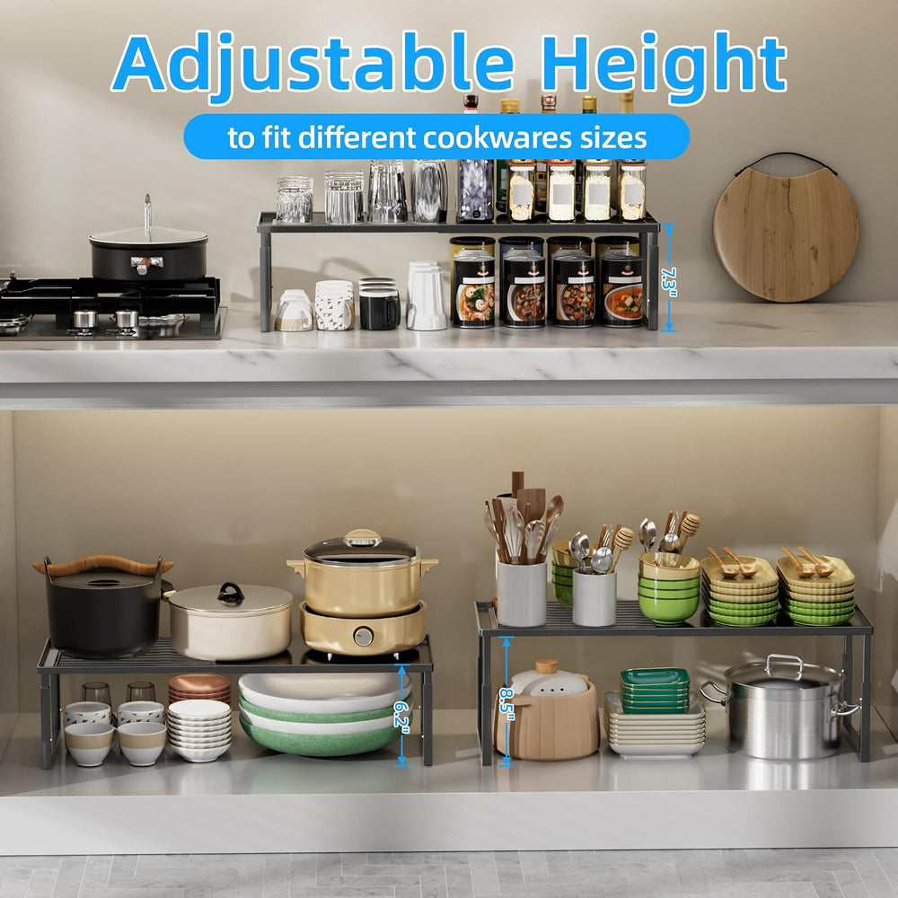 Cabinet Shelves, 2 Pack Stackable Shelves for Pantry Storage