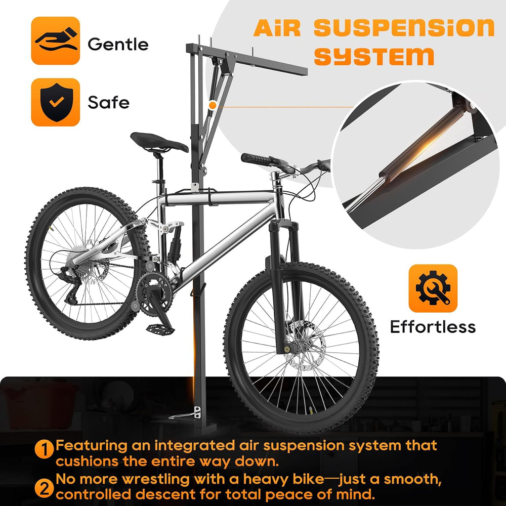 Ceiling Mounted Horizontal Bike Rack - Overhead Storage Space Saver, Ideal fo...