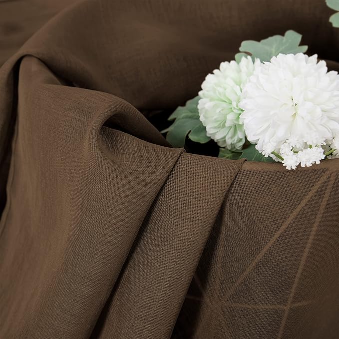 Tollpiz Sheer Curtains Bedroom Linen Textured Curtain Sheers Light Filtering - Image 6