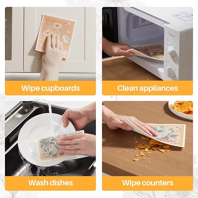JOYMOOP 6 Pack Dishcloths for Kitchen, Reusable Absorbent Non-Scratch Cleaning - Image 5
