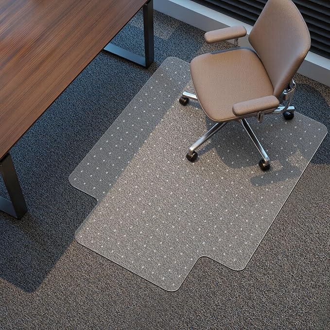 Kuyal Office Chair Mat for Carpet, 45x53 Clear Heavy Duty Computer Chair Mat by Kuyal