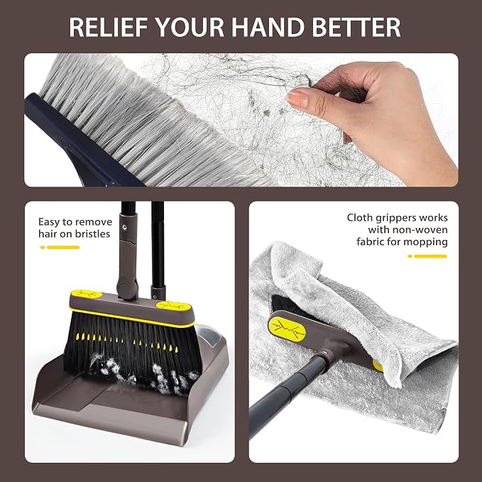 JEHONN Broom with Dustpan Combo Set, Long Handle Lightweight 180 Degree - Image 5