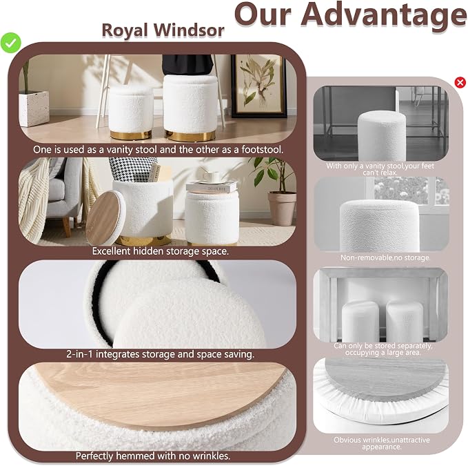 Royal Windsor Boucle Round Ottoman - Image 7